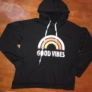Black hoodie, good vibes large